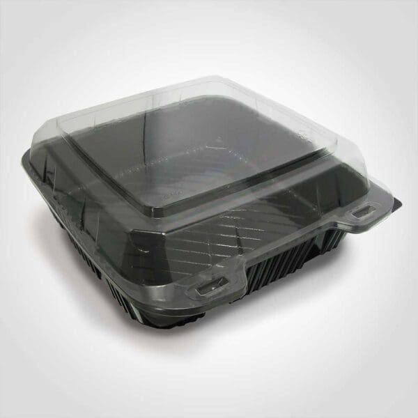 Utility Clamshell Clear Lid Black Base 8.5 x 9 x 3 inch