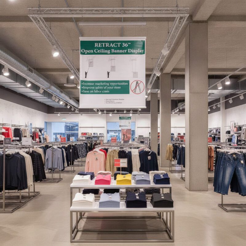 340119-Ceiling-Banner-Display-Retractable-with-Stabilizer-36_3 Ceiling Banner Display retractable sign with stabilizer in retail store