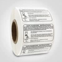 Safe Handling Label on roll of stickers