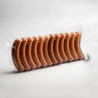 6" x 20" Vacuum Pouch – 3 Mil with Brats show vacuum packed in bag