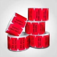 Custom label on red sticker enter your custom text and place your order