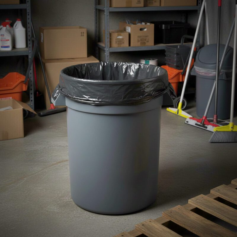 106122-60-Gallon-Black-HD-Can-Liners Extra-large 60-gallon black industrial-strength trash can liners.