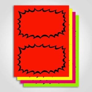 Sign card Blank Ultra Day-Glo Square Cut Bursts 8.5"x 5.5"