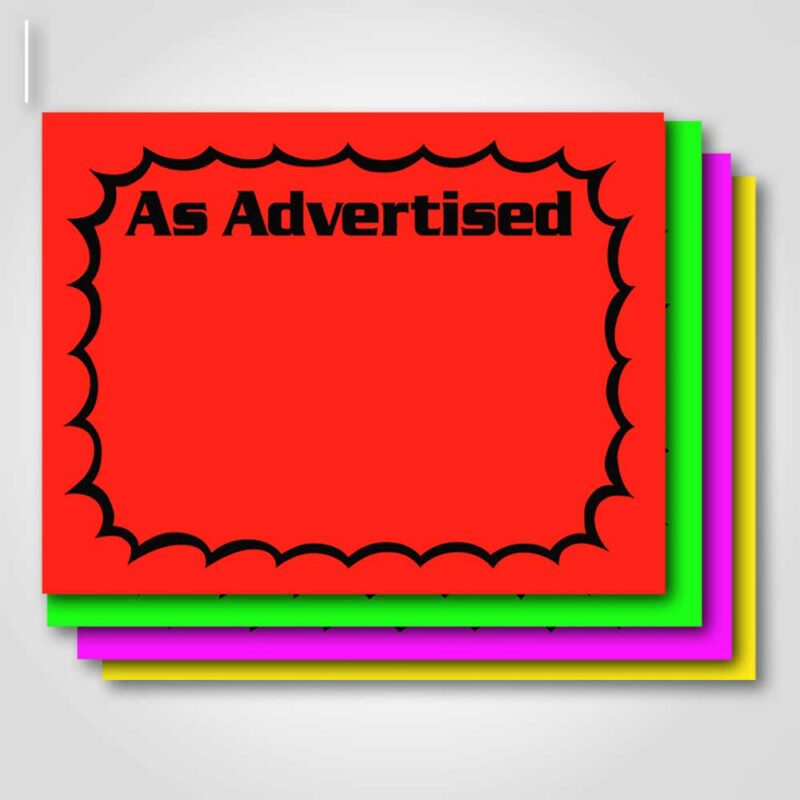 400743 As Advertised Signs Ultra Day-Glo Burst 1 up Sign Card