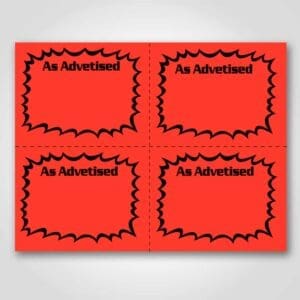 As Advertised Signs Ultra Day-Glo Burst 4 up Sign Card