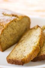 banana bread made with Gluten Free Banana Bread Mix closeup image