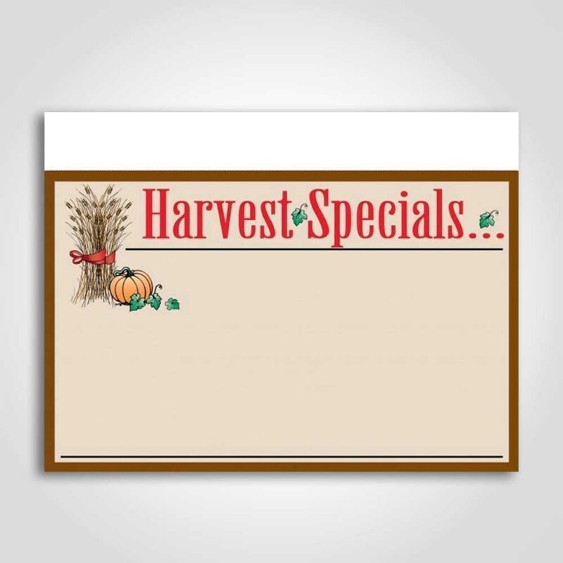 88-430725 Harvest Specials Sign Card 3.5" x 5"
