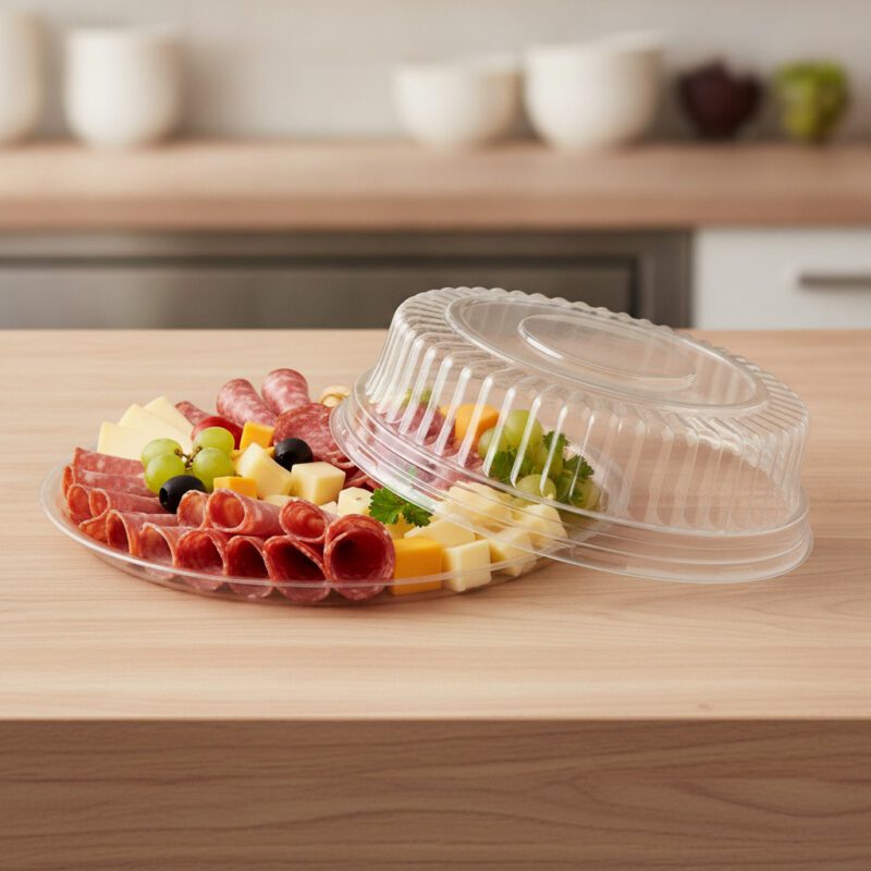 370146-14-inch-Clear-Flat-Elegant-Deli-Trays-with-Lid 14 inch Clear Flat Elegant Deli Trays with Lid packed 25 per case