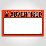 As Advertised Sign 3.5" x 5.5