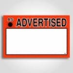 As Advertised Sign 7" x 11"