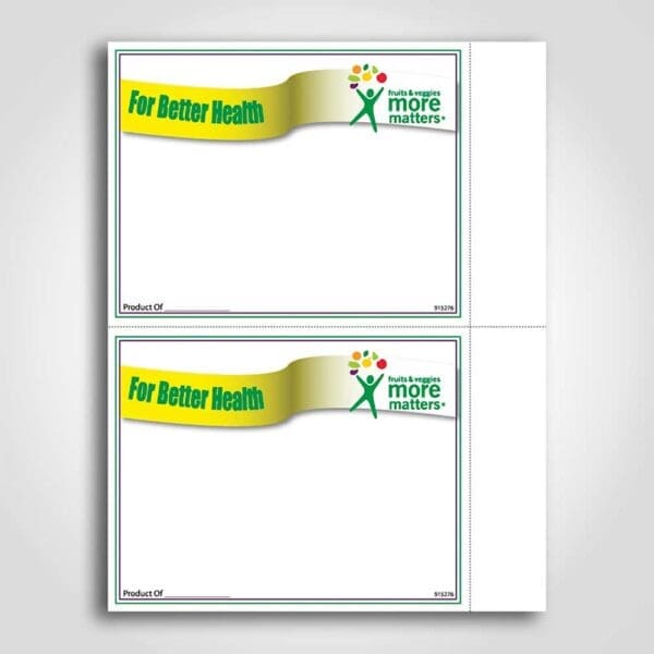 Produce Signs For Better Health Coated Cards Laser 5.5" x 7"