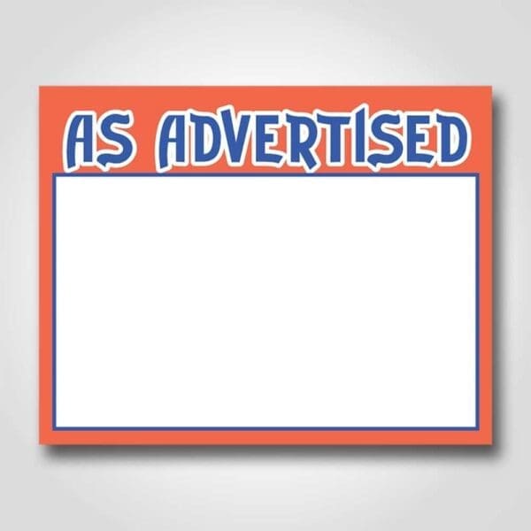 Laser Bright Sign Cards As Advertised 4.25" x 5.5"