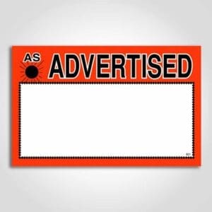 As Advertised Sign Laser Jets 7" x 11"