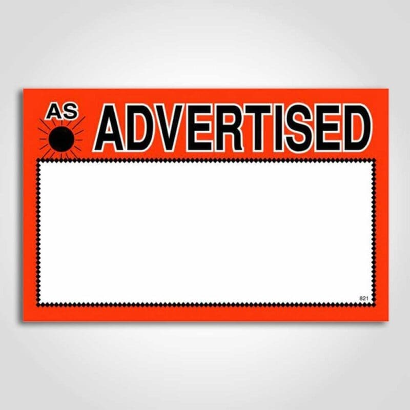 As Advertised Sign Laser Jets 7" x 11"