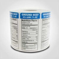Ground Beef 93% Lean Vertical Label - 1 roll of 1000 stickers