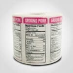 Ground Pork Nutritional Label - 1 roll of 1000 stickers