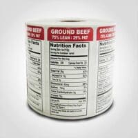 Ground Beef 75% Lean Vertical Label - 1 roll of 1000 stickers
