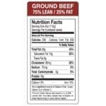 Ground Beef 75% Lean Vertical Label