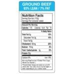 Ground Beef 93% Lean Vertical Label