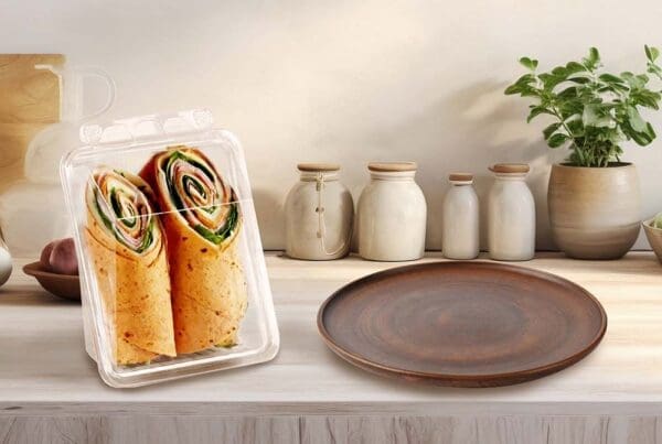 Tamper Evident Sandwich Wrap Container on countertop