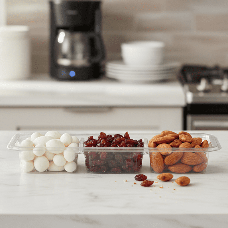 261405 Snackcubes 3 Compartment Take Out Containers