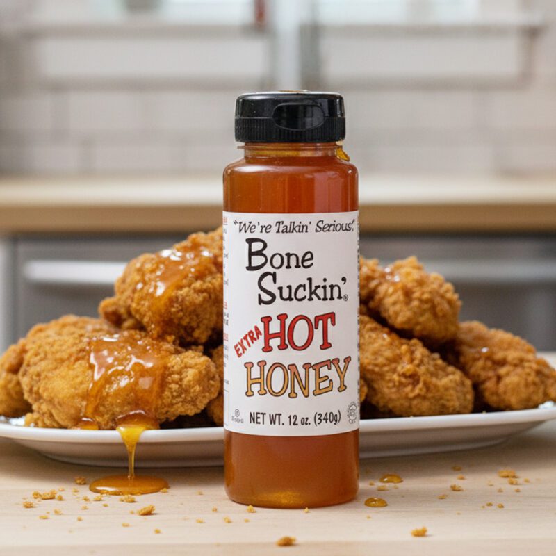 46160-Bone-Suckin-Extra-Hot-Honey-12oz Bone Suckin’ Extra Hot Honey Sauce Wholesale price and pack