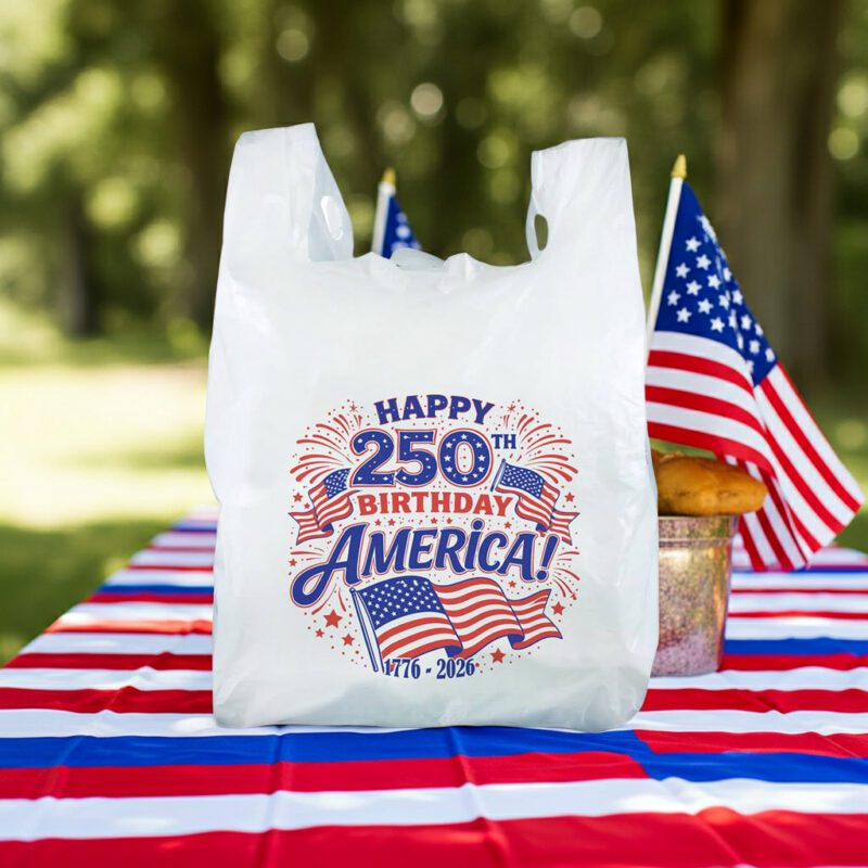 Happy-250th-Birthday-America-Bag Carry out bag with America Flag Design