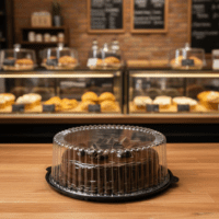 9 inch Cake Display Container Black Base Clear Lid 1-2 Layers