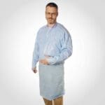 XL Blue Plastic Disposable Gown with Thumb Loops 48-inch