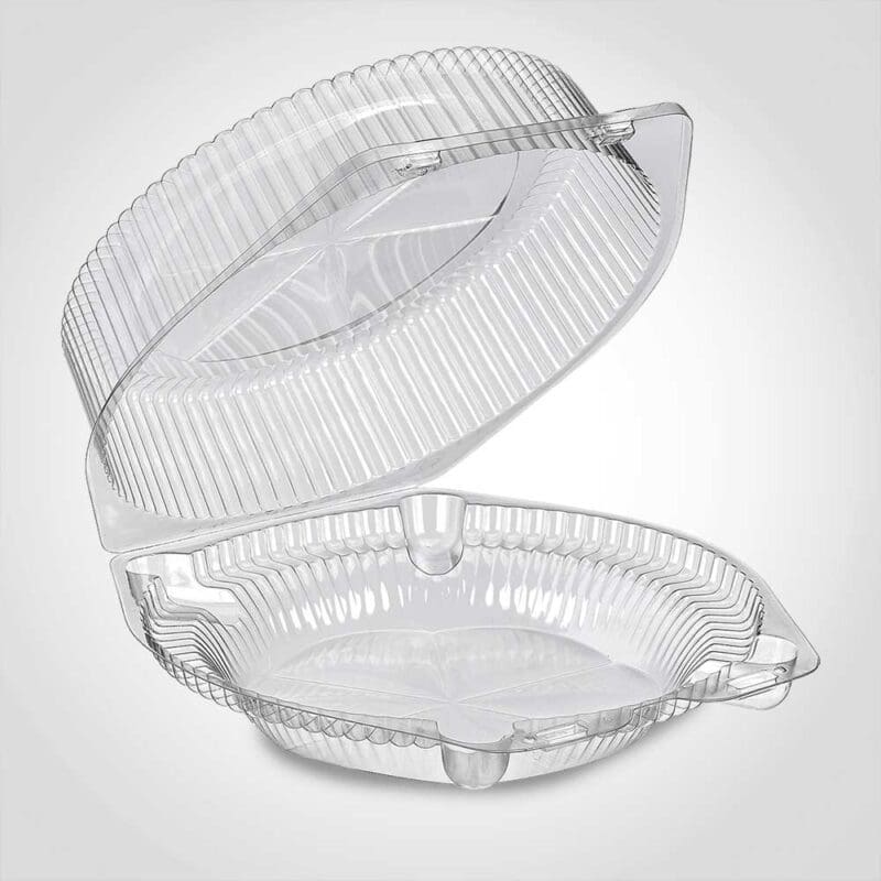 8 inch Deep Pie Clamshell made with recyclable pet plastic