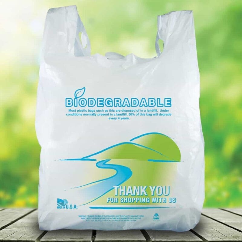 Biodegradable* Plastic Shopping Bag with River & Trees Design - 1000 Pack (100207)