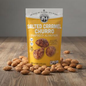 Pear's Salted Caramel Churro Almonds 4.5 oz. bag 6 per case