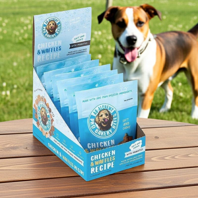47593-Chicken-and-Waffles-2oz Pro Bakery Dog Bites Chicken and Waffles Carton with Probiotics 2oz pack of 6 in carton