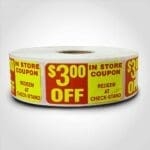 $3.00 OFF Label - 1 roll of 500