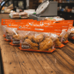 Fried Chicken Bags for 12-Pieces with Handle Grouped on Deli Counter
