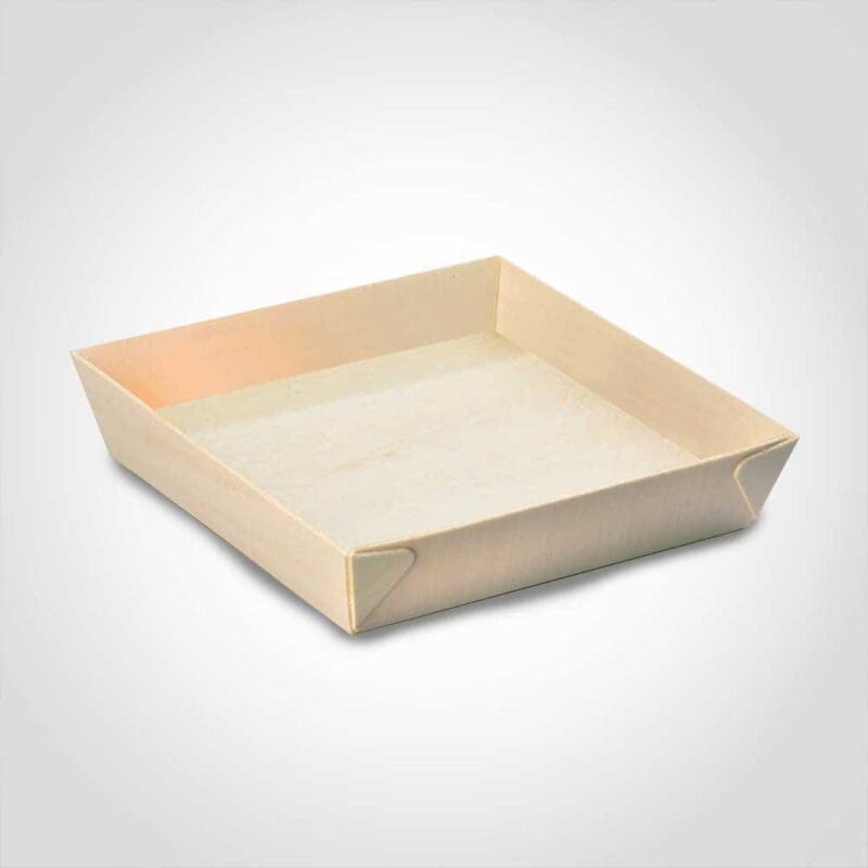 260425 Square Samurai Wooden Tray - 28oz 6.6 x 6.6 x 1.4 inches