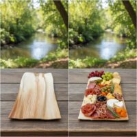 Palm leaf Tray show with charcuterie