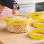 Yellow Shrink Bands in use on deli container