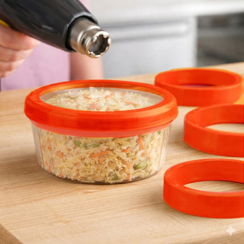 Red Shrink Bands in use on deli container