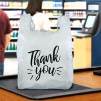 Thank you Carryout bag on Checkout Counter