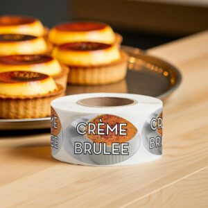 Creme Brulee Label Bakery Flavor Stickers - 500/roll