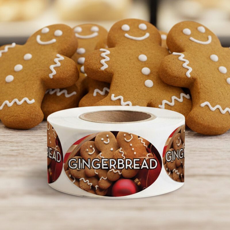 590948-Gingerbread-Label-Bakery-Flavor-Stickers Gingerbread Label Bakery Flavor Stickers on a roll of 500 stickers