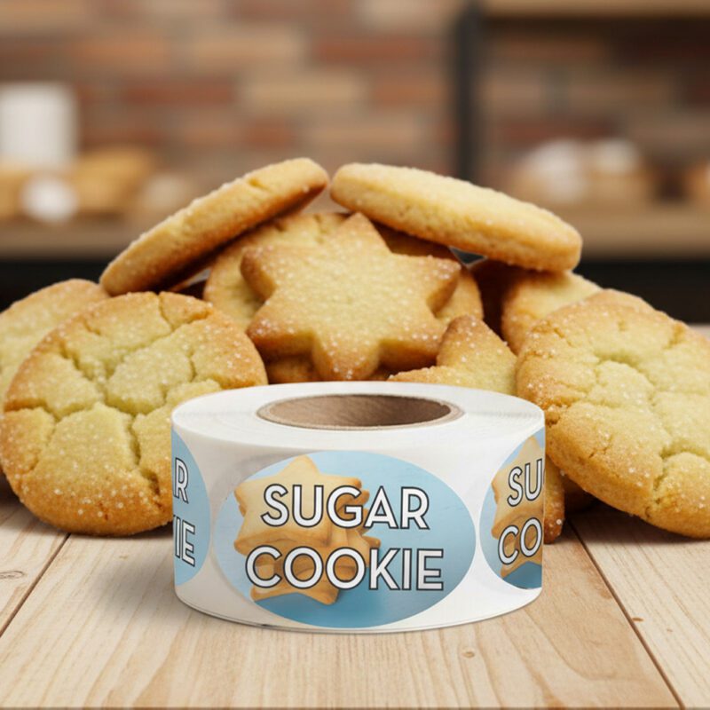 590949-Sugar-Cookie-Label-Bakery-Flavor-Stickers Sugar Cookie labels on a roll of 500 stickers