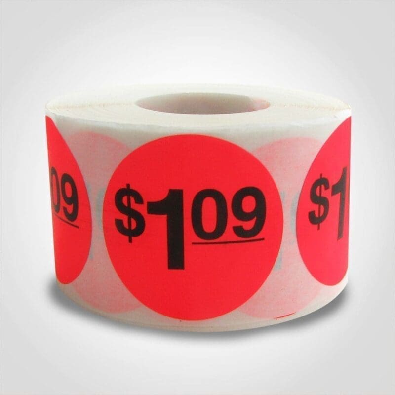 $1 $1.09 Pricing Label - 1 roll of 500 (500010)