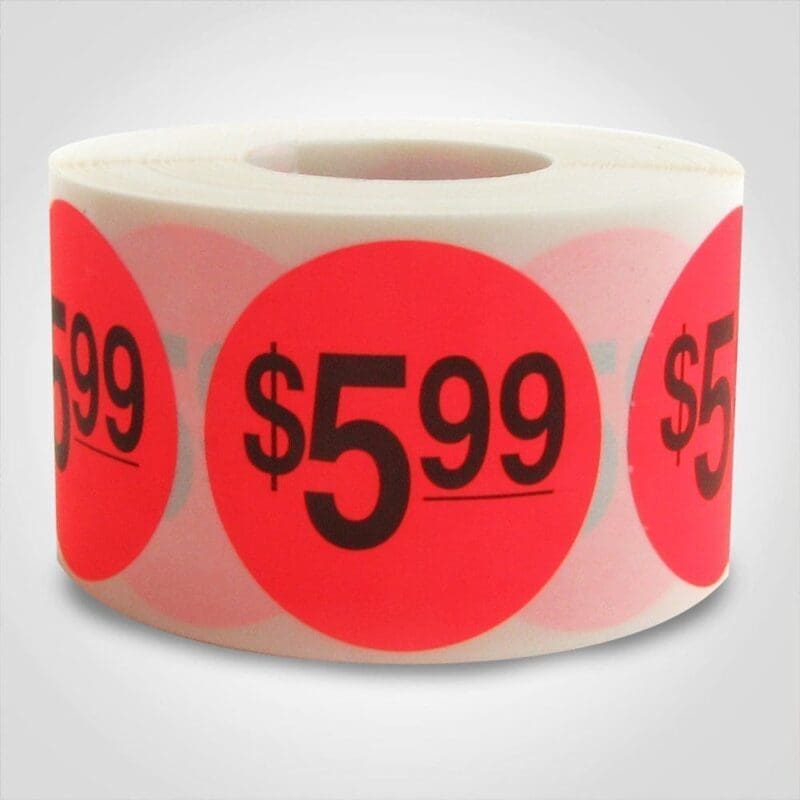 $5 $5.99 Pricing Label - 1 roll of 500 (500059)