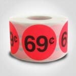 69 Cent Pricing Label - 1 roll of 500 (500040)