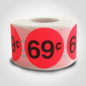 69 Cent Pricing Label - 1 roll of 500 (500040)