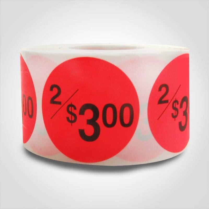 2/$3 2/$3.00 Pricing Label - 1 roll of 500 (500265)