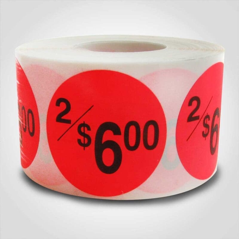 2/$6 2/$6.00 Label - 1 roll of 500 (500092)