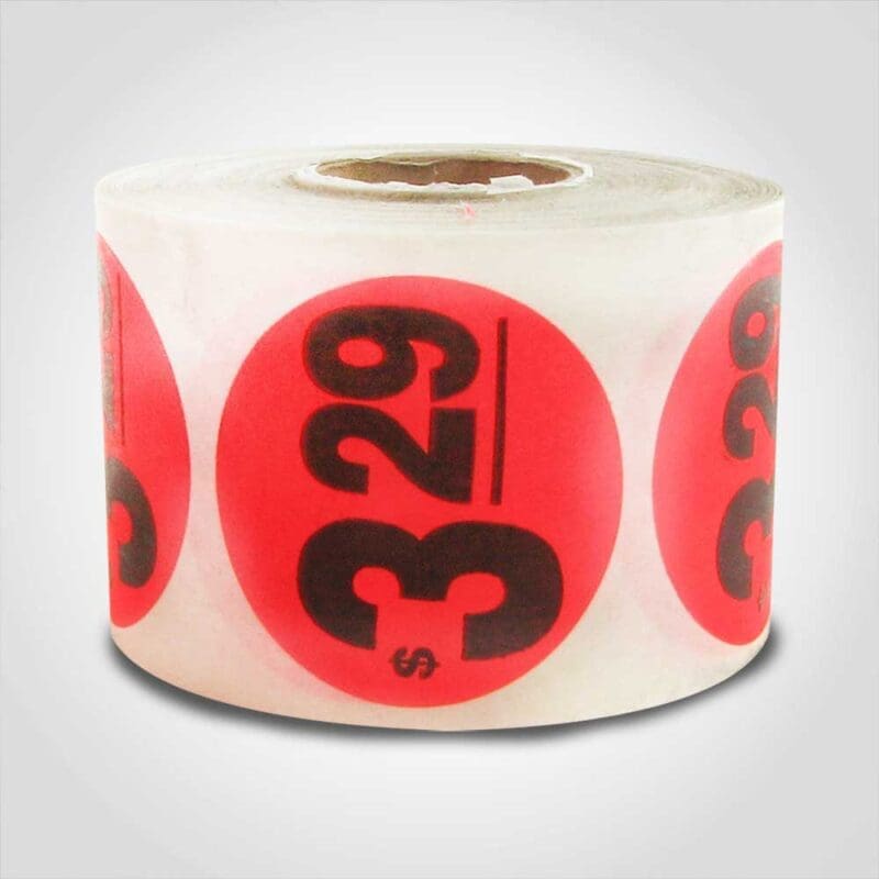 $3 $3.29 Pricing Labels - 1 roll of 500 (500235)